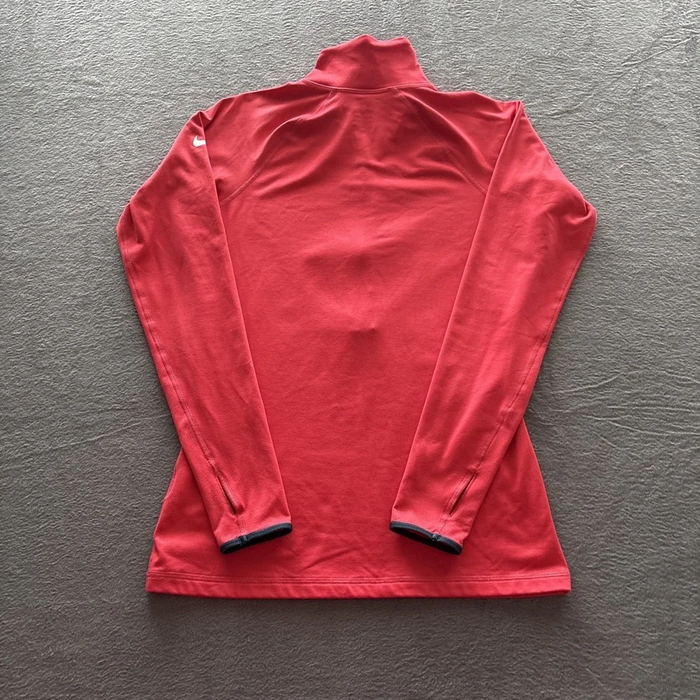 Nike Dri-Fit Pullover Womens Medium Red Long Sleeve Half Zip Running Top - Picture 6 of 10